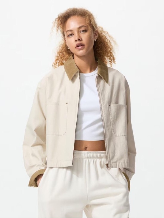 Uniqlo Jackets & Blazers - EUC Uniqlo Zip-up Short Barn Jacket Corduroy Pockets Woman’s Size XS/S